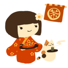 Honobono Umeko and cat sticker #14589244