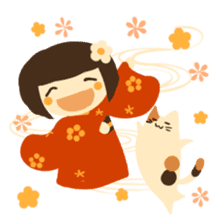 Honobono Umeko and cat sticker #14589246