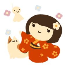 Honobono Umeko and cat sticker #14589248