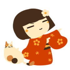Honobono Umeko and cat sticker #14589249