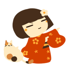 Honobono Umeko and cat sticker #14589249