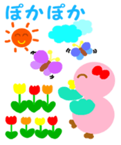 Pink cute bird's spring edition sticker #14596126