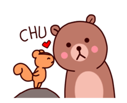 Tiny squirrel and big bear sticker #14608177