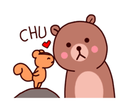 Tiny squirrel and big bear sticker #14608177