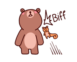 Tiny squirrel and big bear sticker #14608179