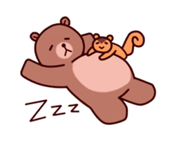 Tiny squirrel and big bear sticker #14608186