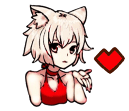 cat girl in a red dress sticker #14613950