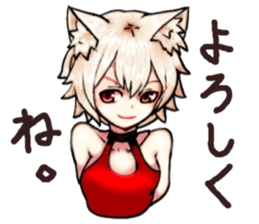 cat girl in a red dress sticker #14613953