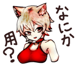 cat girl in a red dress sticker #14613954