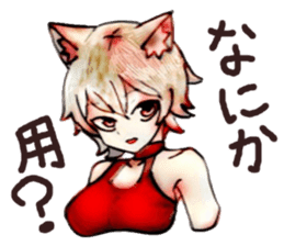 cat girl in a red dress sticker #14613954