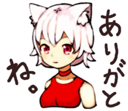 cat girl in a red dress sticker #14613955
