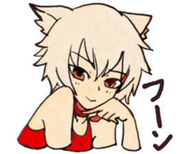 cat girl in a red dress sticker #14613956