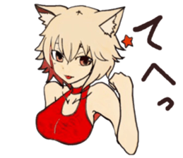 cat girl in a red dress sticker #14613957