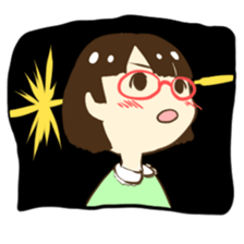 Girl of red glasses sticker #14619361