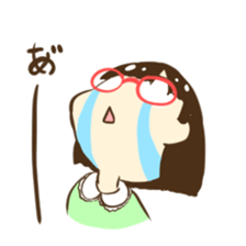 Girl of red glasses sticker #14619362
