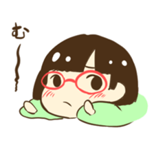 Girl of red glasses sticker #14619363