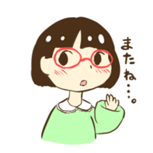 Girl of red glasses sticker #14619364