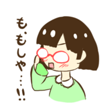 Girl of red glasses sticker #14619365