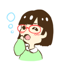 Girl of red glasses sticker #14619366
