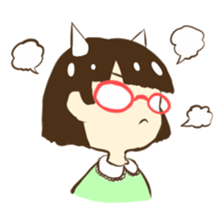 Girl of red glasses sticker #14619367