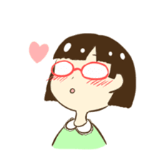 Girl of red glasses sticker #14619369