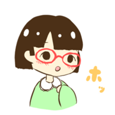 Girl of red glasses sticker #14619370