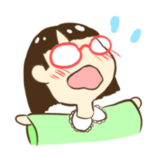Girl of red glasses sticker #14619372