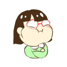 Girl of red glasses sticker #14619373