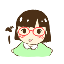 Girl of red glasses sticker #14619374
