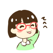 Girl of red glasses sticker #14619376