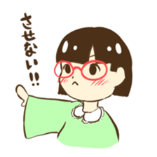 Girl of red glasses sticker #14619381