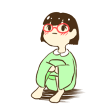 Girl of red glasses sticker #14619384