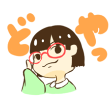 Girl of red glasses sticker #14619387