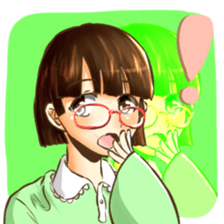 Girl of red glasses sticker #14619389