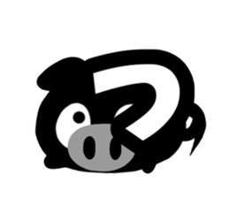 Black cute pig(Hiragana version2) sticker #14634066