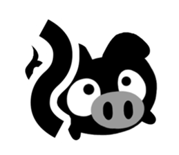 Black cute pig(Hiragana version2) sticker #14634067