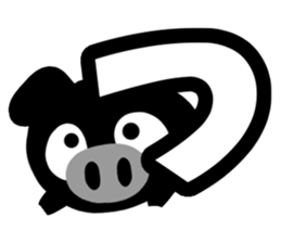 Black cute pig(Hiragana version1) sticker #14634311