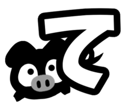 Black cute pig(Hiragana version1) sticker #14634312