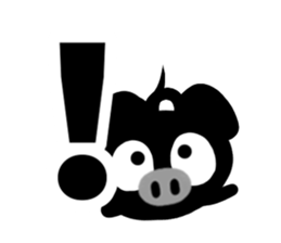 Black cute pig(Hiragana version1) sticker #14634331