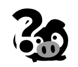 Black cute pig(Hiragana version1) sticker #14634336