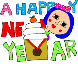 New Year's pretty pretty girl sticker #14638879