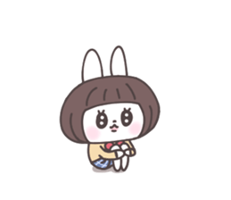 Short hair girl rabbit sticker #14645458