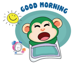 Very Busy Time Funny Little Green Monkey sticker #14654982