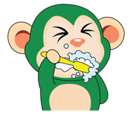 Very Busy Time Funny Little Green Monkey sticker #14654983