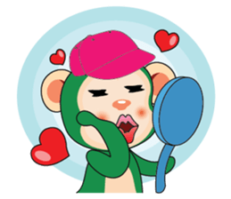 Very Busy Time Funny Little Green Monkey sticker #14654984