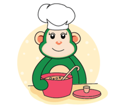 Very Busy Time Funny Little Green Monkey sticker #14654985