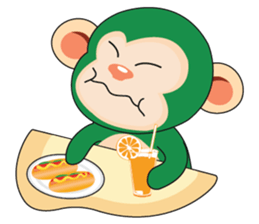 Very Busy Time Funny Little Green Monkey sticker #14654986