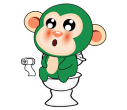 Very Busy Time Funny Little Green Monkey sticker #14654991