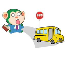 Very Busy Time Funny Little Green Monkey sticker #14654993
