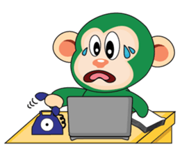 Very Busy Time Funny Little Green Monkey sticker #14654995